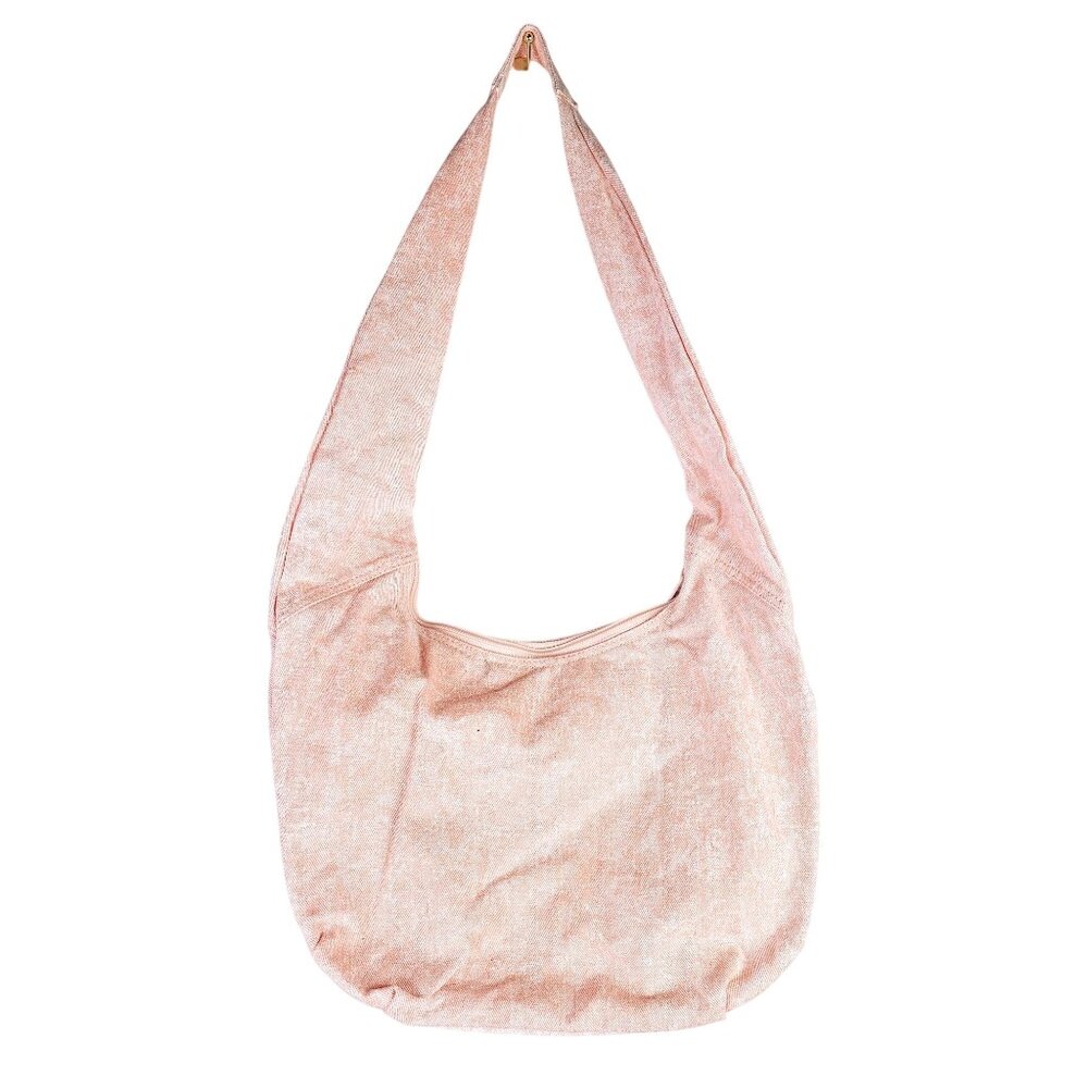 Vintage Holiday Fair Denim Peach White Tie Dye Bohemian Hobo Shoulderbag Handbag - Picture 7 of 9
